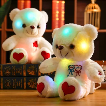 30cmToys לילדים קטיפה אור דוב צעצוע כלי רך מתנת יום הולדת מתנת אור LED בעלי חיים ממולאים בפלאש צעצוע צבעוני זוהר